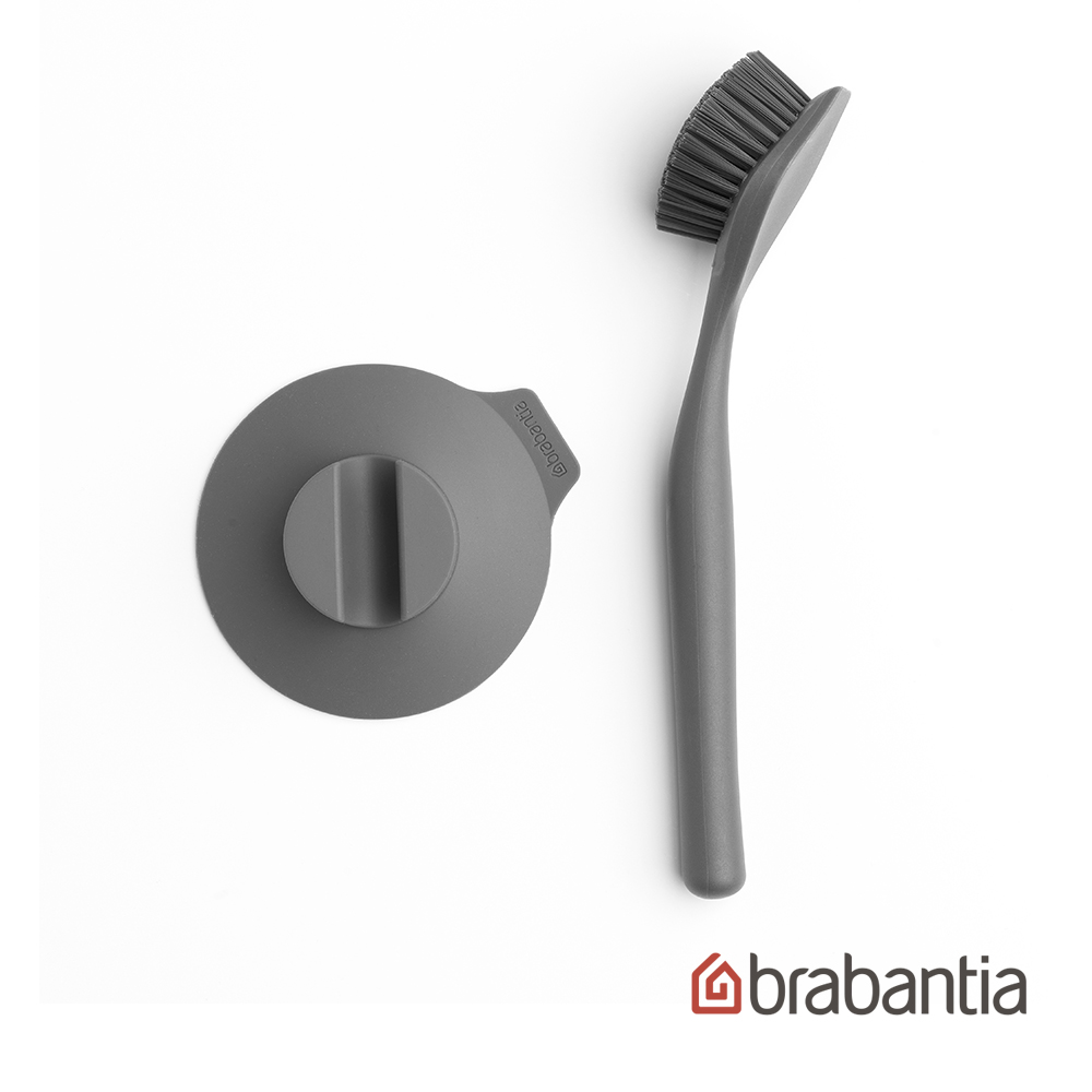 【荷蘭Brabantia】盤刷組-深灰 (菜瓜布/碗盤清潔/洗鍋刷/可拆式吸盤)✿70F001